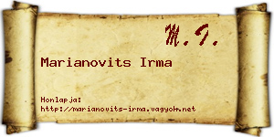 Marianovits Irma névjegykártya
