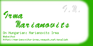 irma marianovits business card
